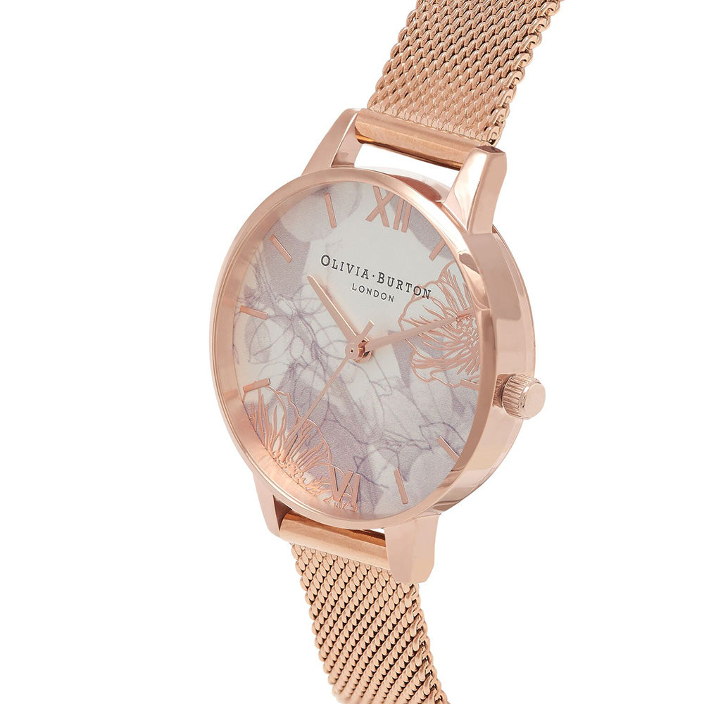 Olivia Burton Rose Gold Mesh Women's Watch - OB16VM11