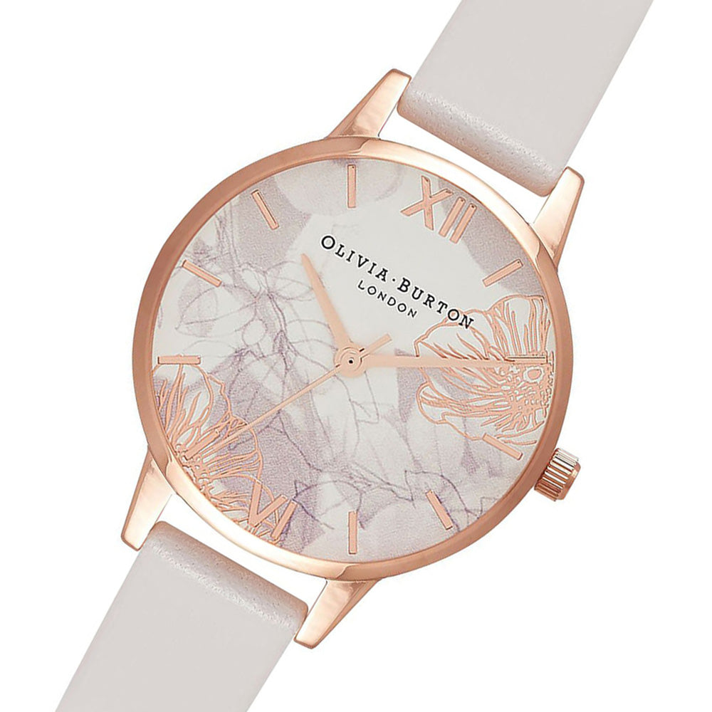 Olivia Burton Abstract Florals Blush Leather Ladies Watch OB16VM12