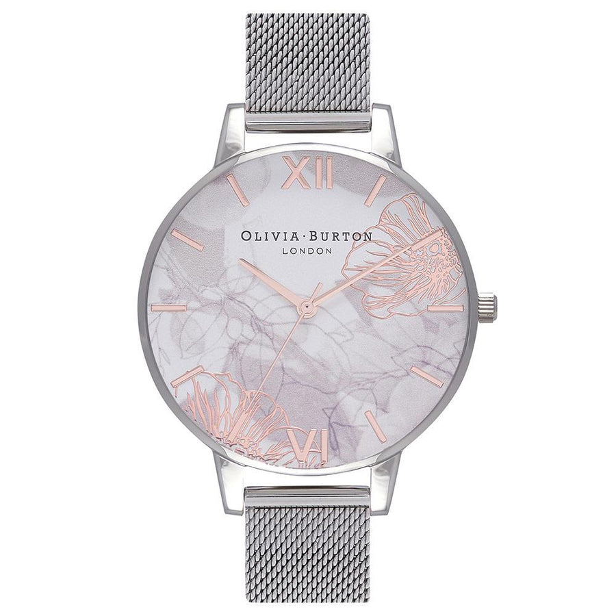 Olivia Burton Abstract Florals Steel Ladies Watch - OB16VM20