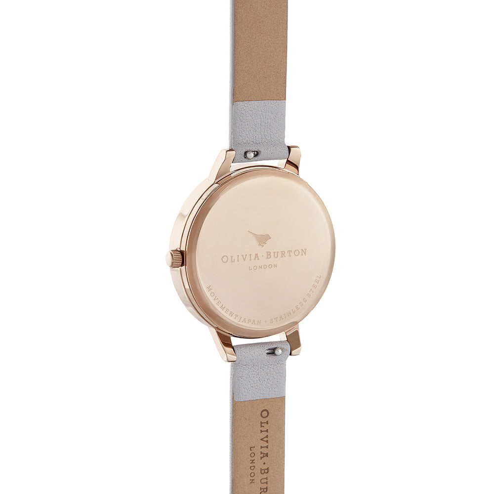 Olivia Burton Abstract Florals Grey Lilac Leather Ladies Watch - OB16VM37