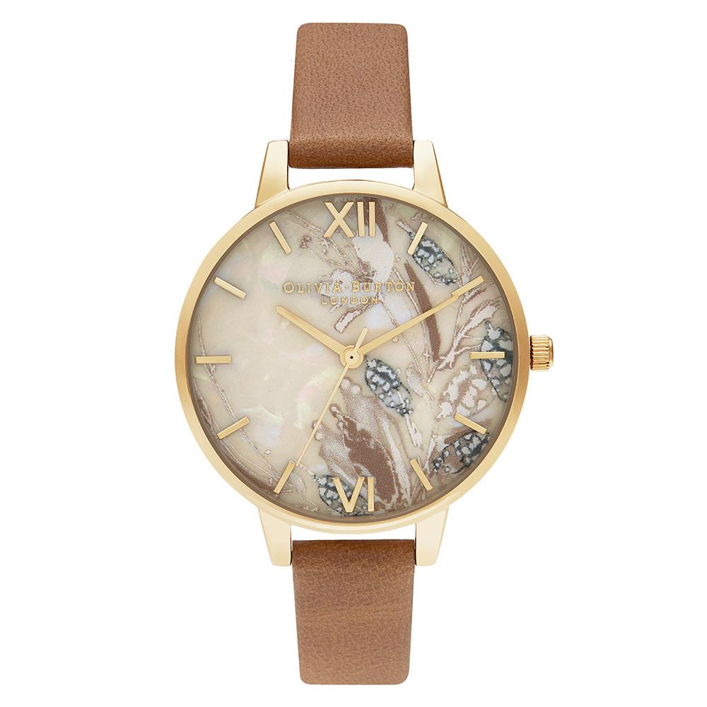 Olivia Burton Abstract Florals Honey Tan Leather Ladies Watch - OB16VM39