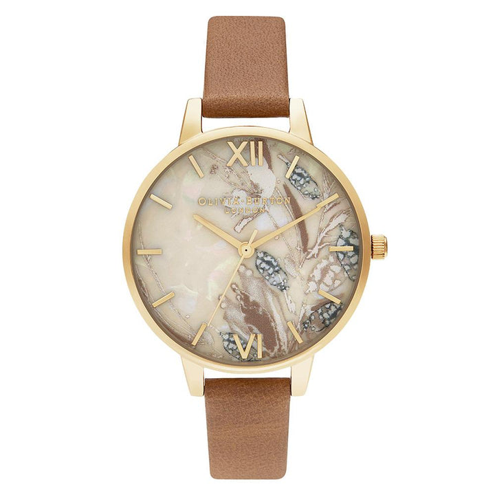 Olivia Burton Abstract Florals Honey Tan Leather Ladies Watch - OB16VM39