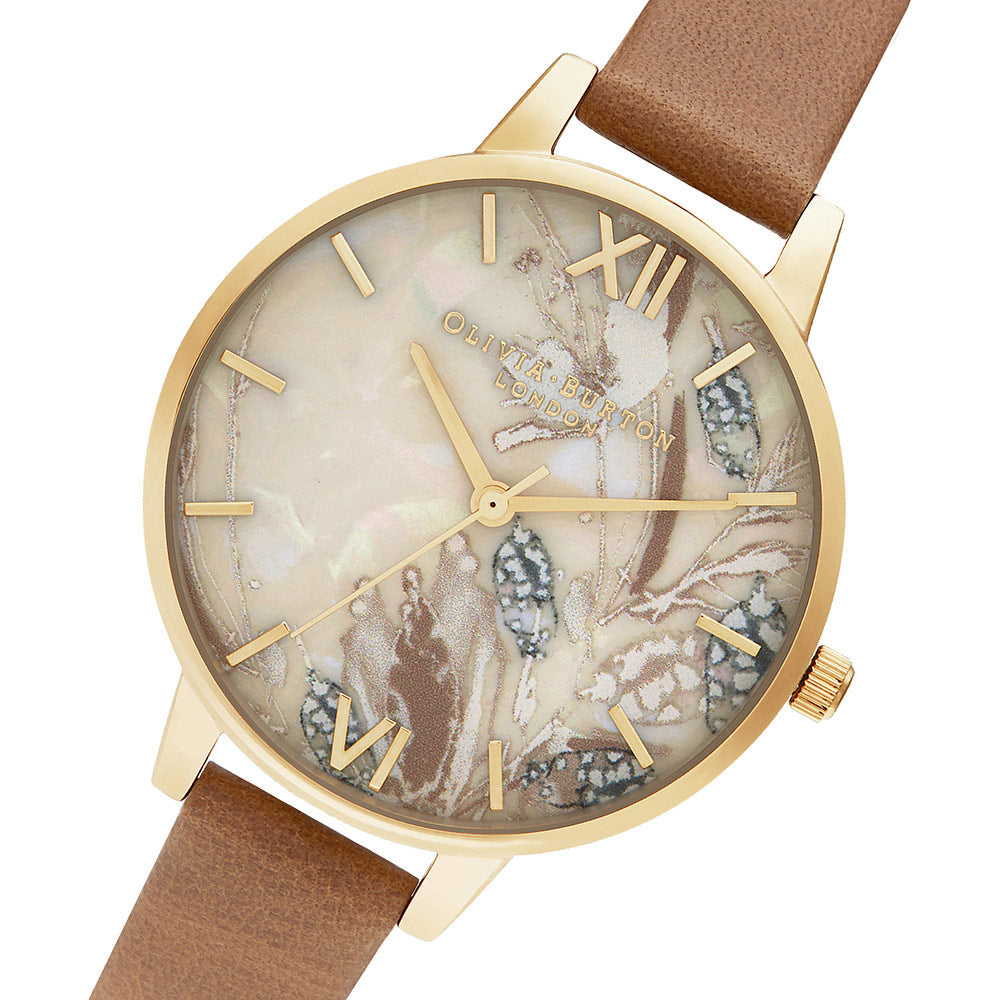 Olivia Burton Abstract Florals Honey Tan Leather Ladies Watch - OB16VM39