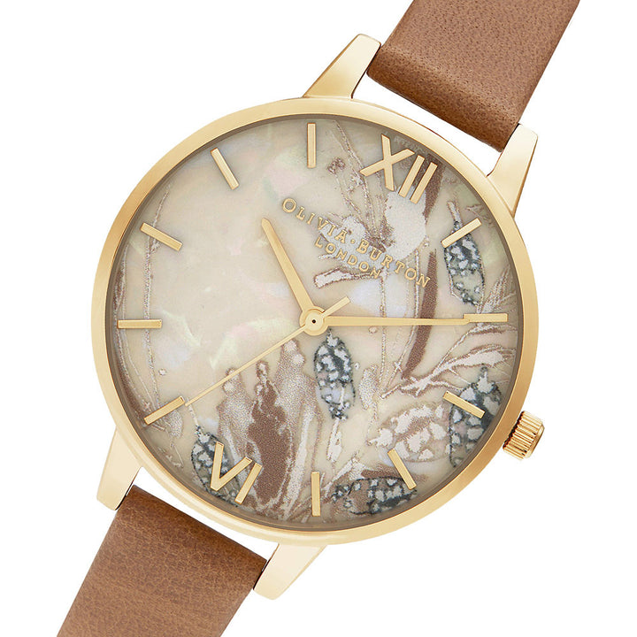 Olivia Burton Abstract Florals Honey Tan Leather Ladies Watch - OB16VM39