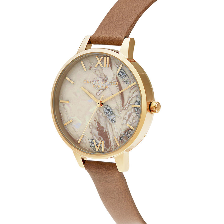 Olivia Burton Abstract Florals Honey Tan Leather Ladies Watch - OB16VM39