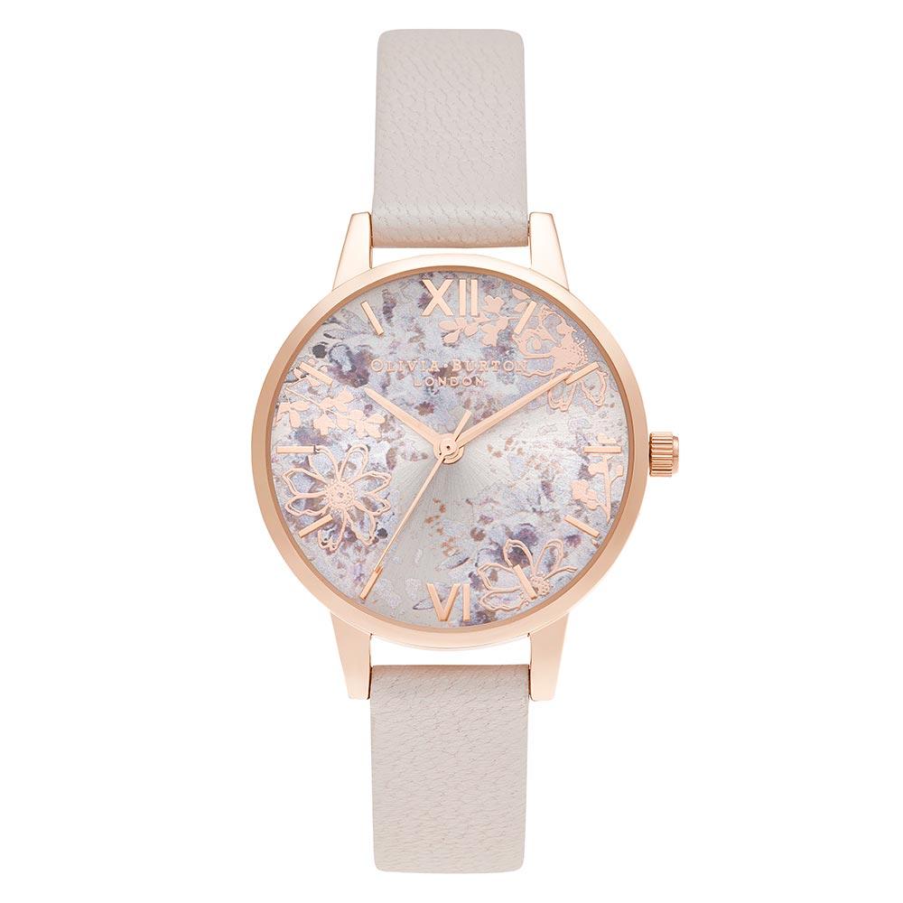 Olivia Burton Abstract Floral Midi Pearl Pink & Rose Gold Women's Watch - OB16VM47