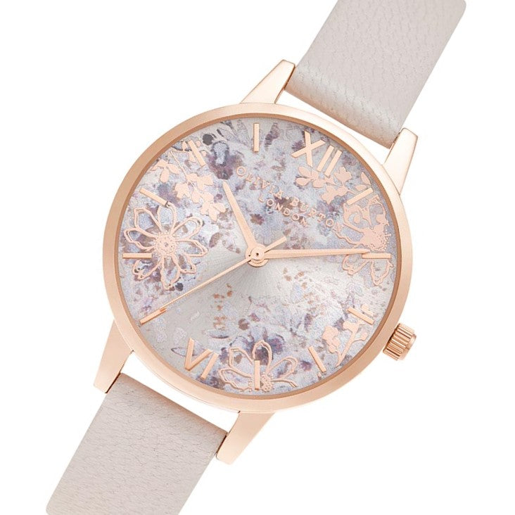 Olivia Burton Abstract Floral Midi Pearl Pink & Rose Gold Women's Watch - OB16VM47