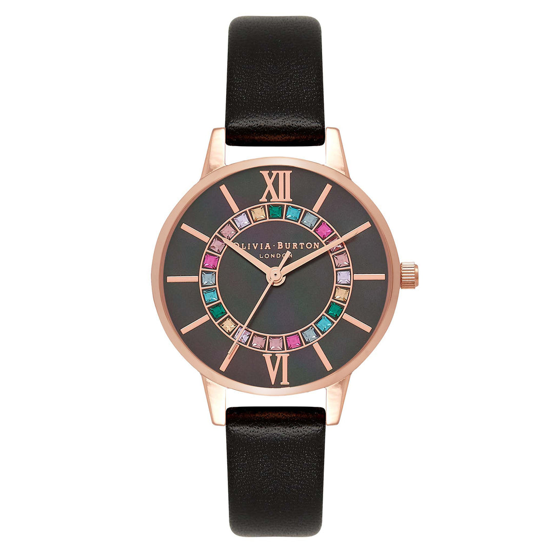 Olivia Burton Wonderland Midi Dial Black & Rose Gold Women's Watch - OB16WD100