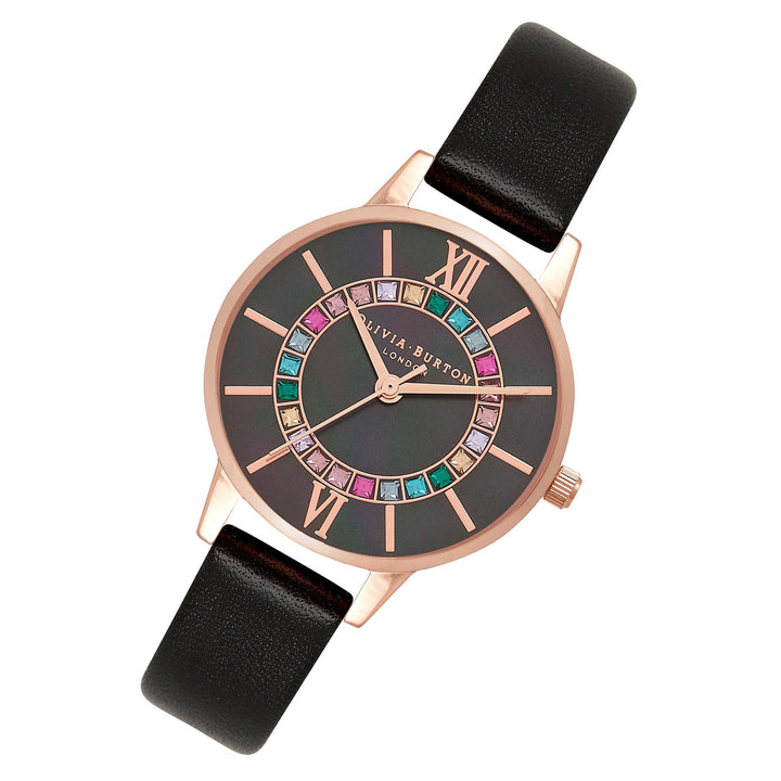 Olivia Burton Wonderland Midi Dial Black & Rose Gold Women's Watch - OB16WD100