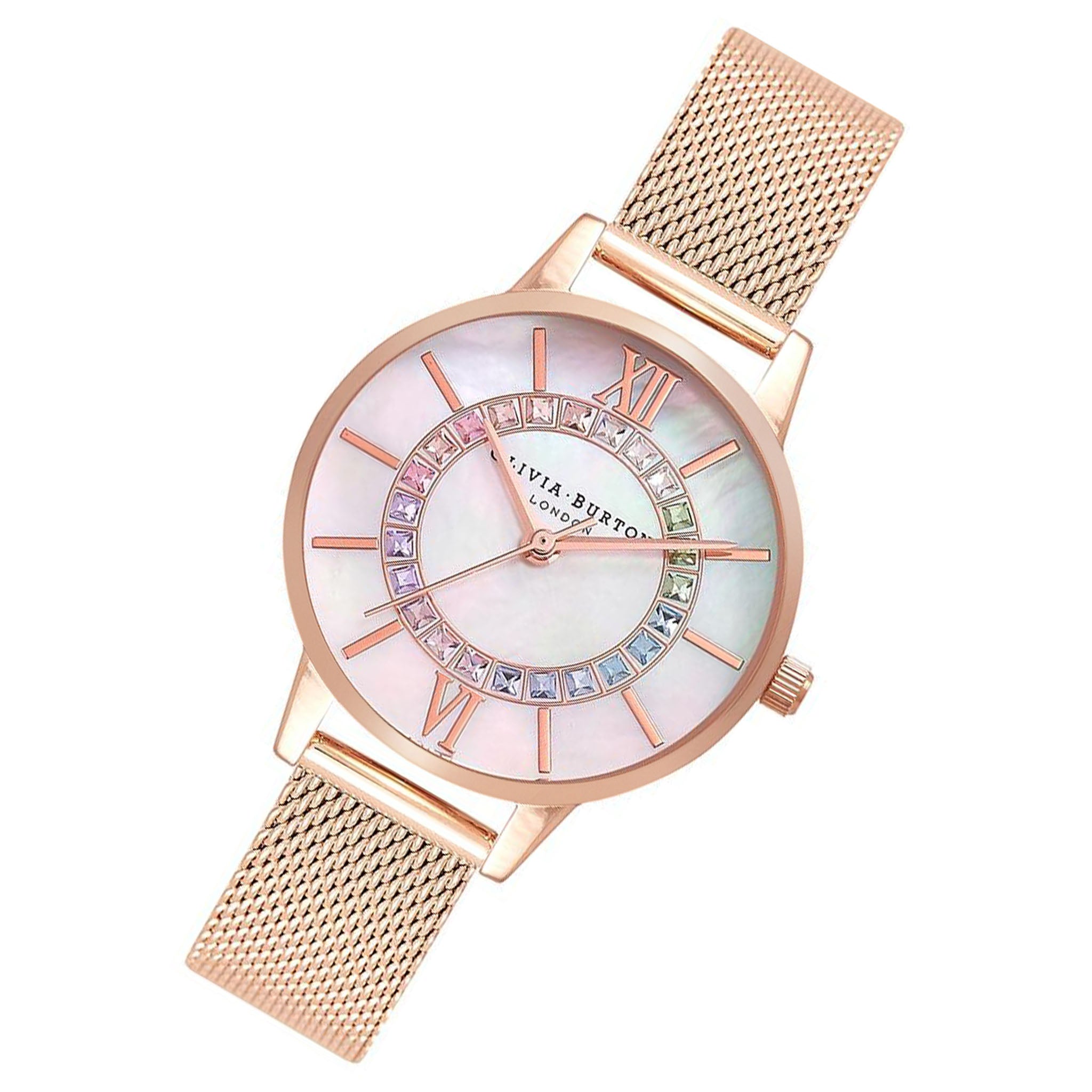 Olivia Burton Rainbow Sparkle Wonderland Rose Gold Mesh Olivia Burton Rainbow Sparkle Wonderland Rose Gold Mesh