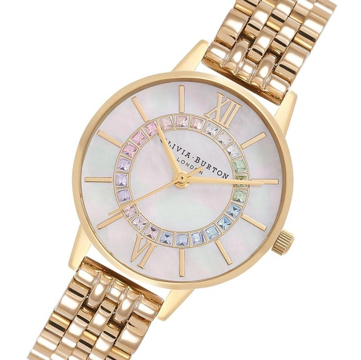 Olivia Burton Rainbow Sparkle Wonderland Gold Bracelet Women's Watch - OB16WD97