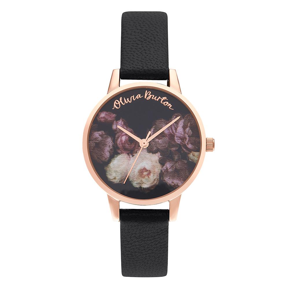 Olivia Burton Fine Art Black Leather Ladies Watch - OB16WG68