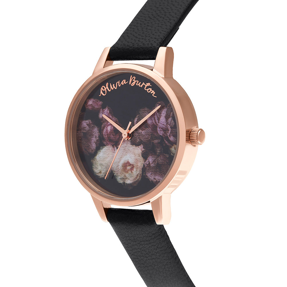 Olivia Burton Fine Art Black Leather Ladies Watch - OB16WG68