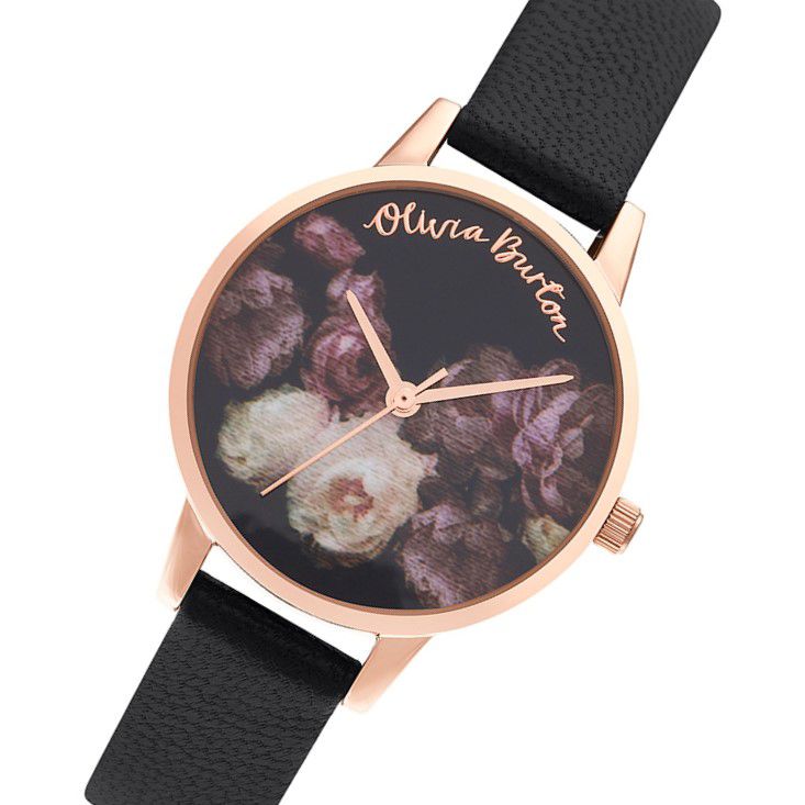 Olivia Burton Fine Art Black Leather Ladies Watch - OB16WG68