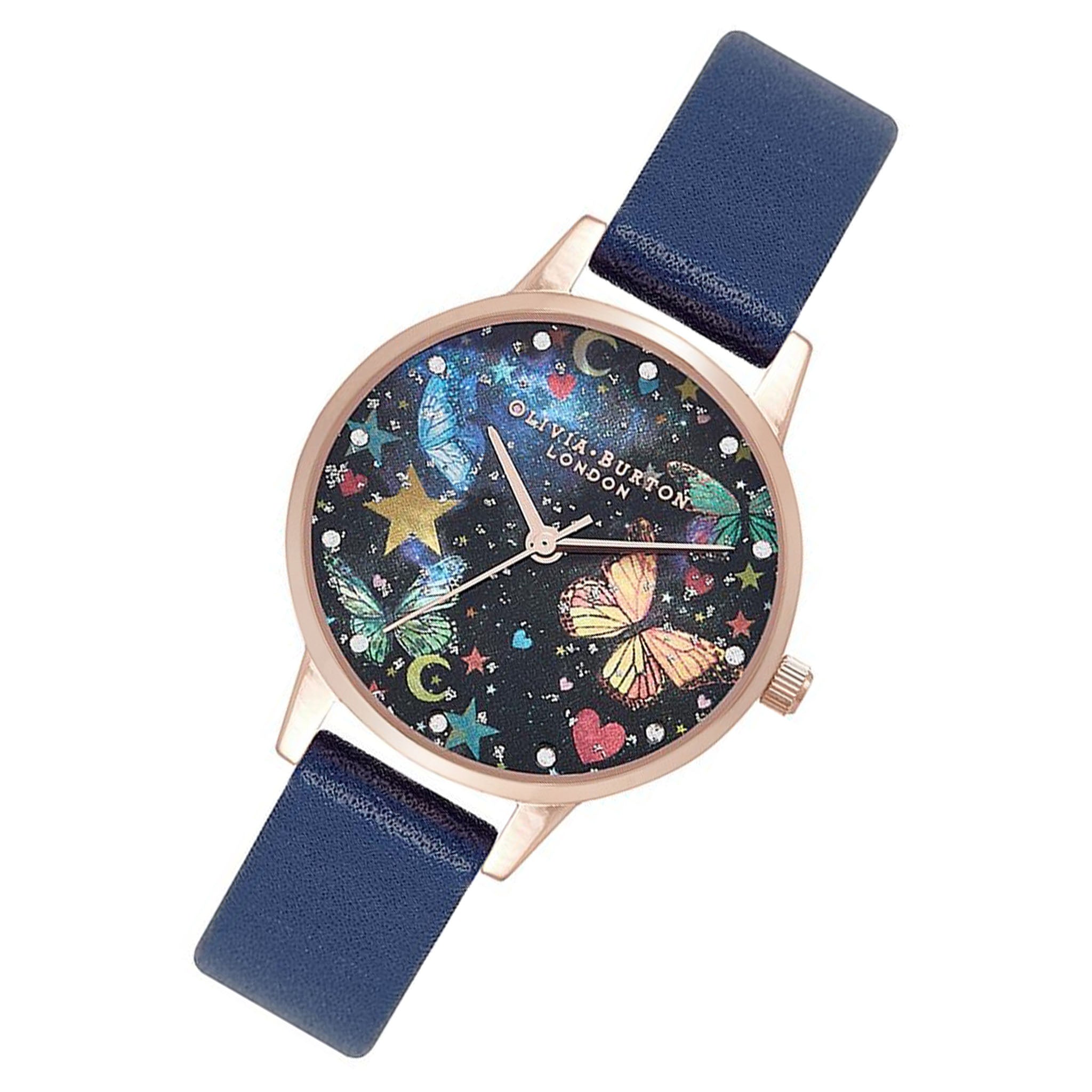 Olivia Burton Midi Night Garden Butterflies Navy & Rose Gold Women's Watch - OB16WG81