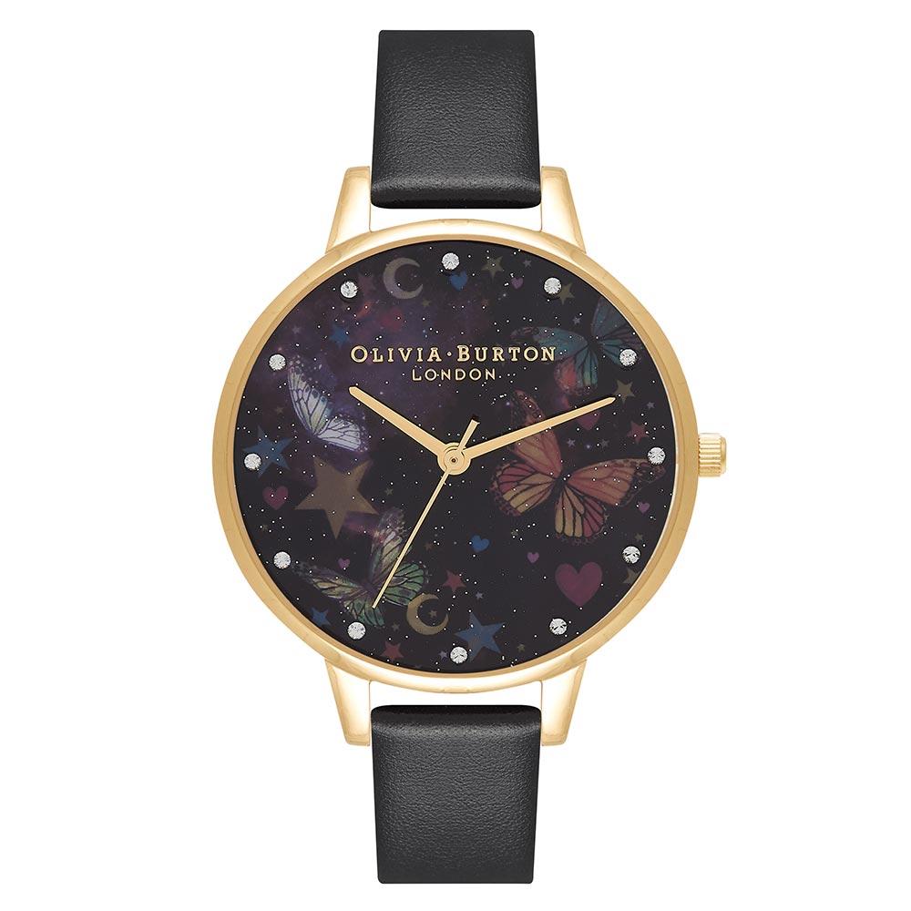 Olivia Burton Demi Night Garden Butterflies Black & Gold Women's Watch - OB16WG82