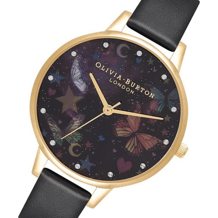 Olivia Burton Demi Night Garden Butterflies Black & Gold Women's Watch - OB16WG82