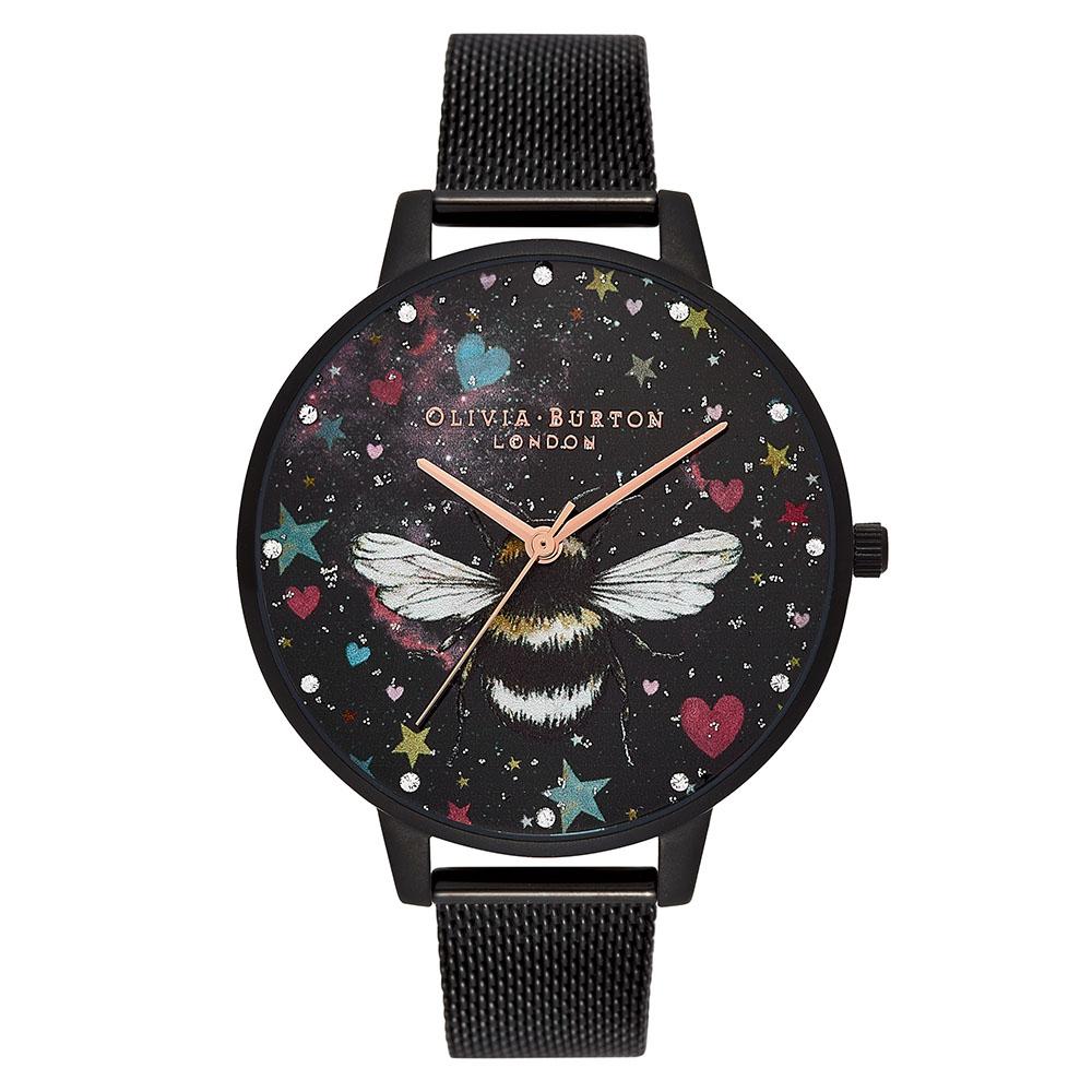 Olivia Burton Night Garden Black Mesh Big Dial Women's Watch - OB16WG87