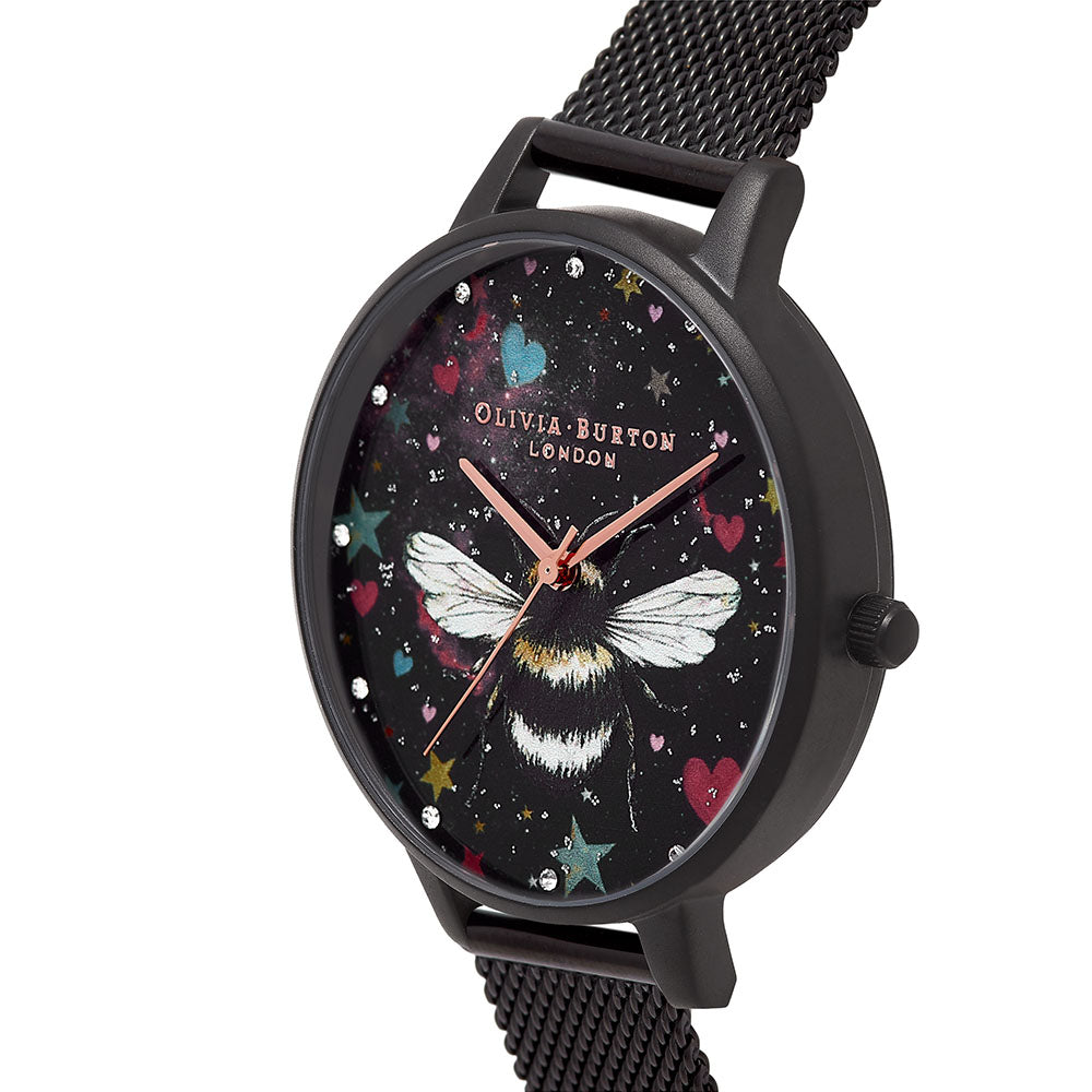 Olivia Burton Night Garden Black Mesh Big Dial Women's Watch - OB16WG87