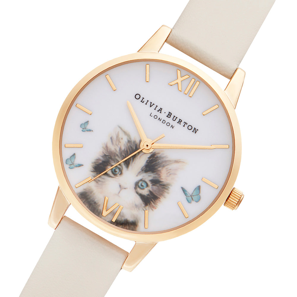 Olivia Burton Cat Midi Vegan & Gold Ladies Watch - OB16WL75