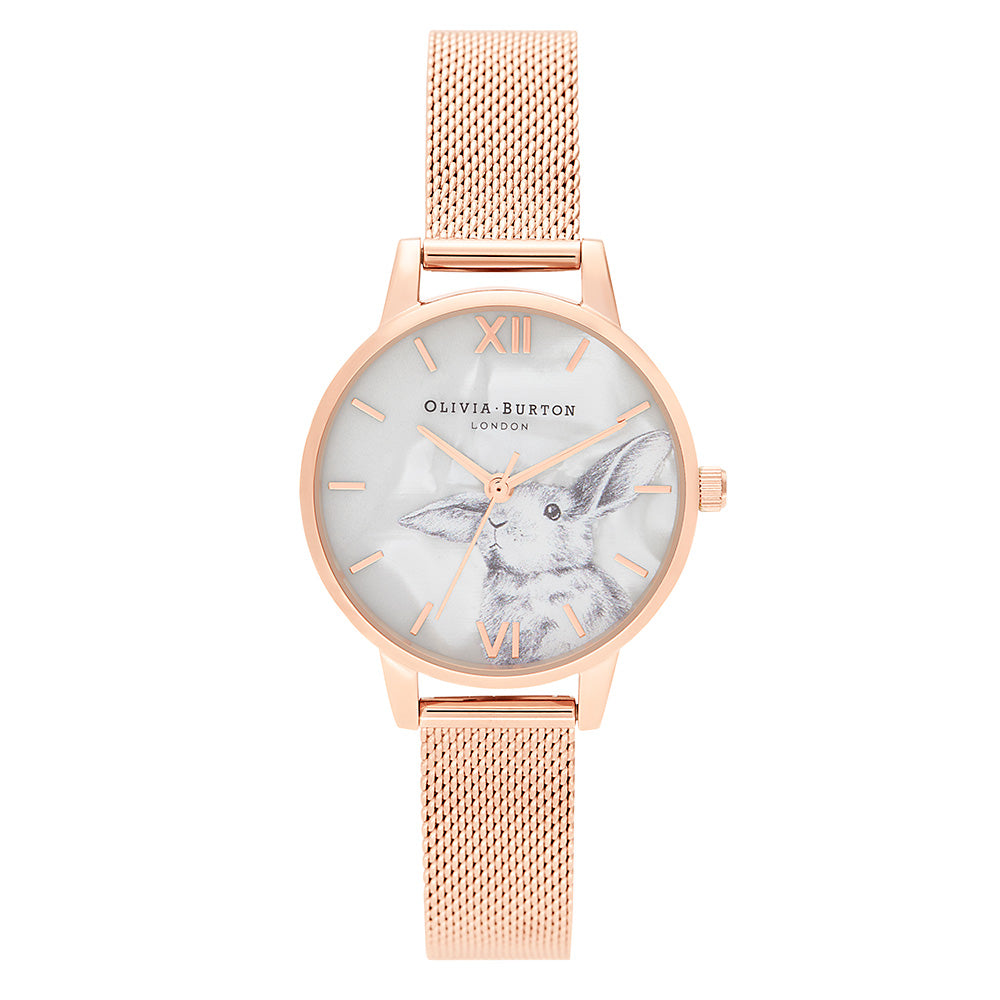 Olivia Burton Winter Wonderland Rose Gold Mesh Ladies Watch - OB16WL85