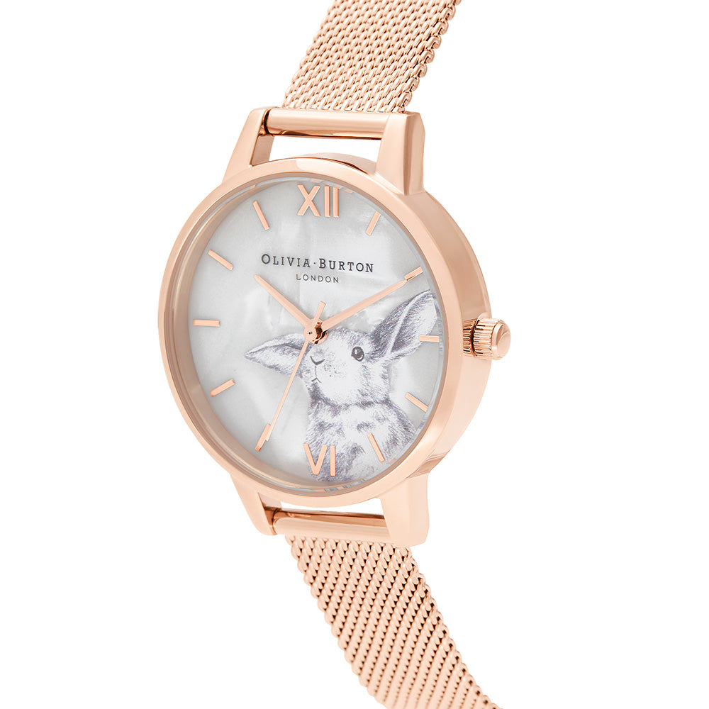 Olivia Burton Winter Wonderland Rose Gold Mesh Ladies Watch - OB16WL85