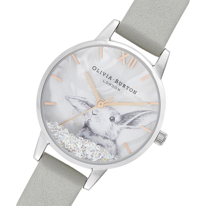 Olivia Burton Snow Globe Grey Leather Women's Watch - OB16WL86