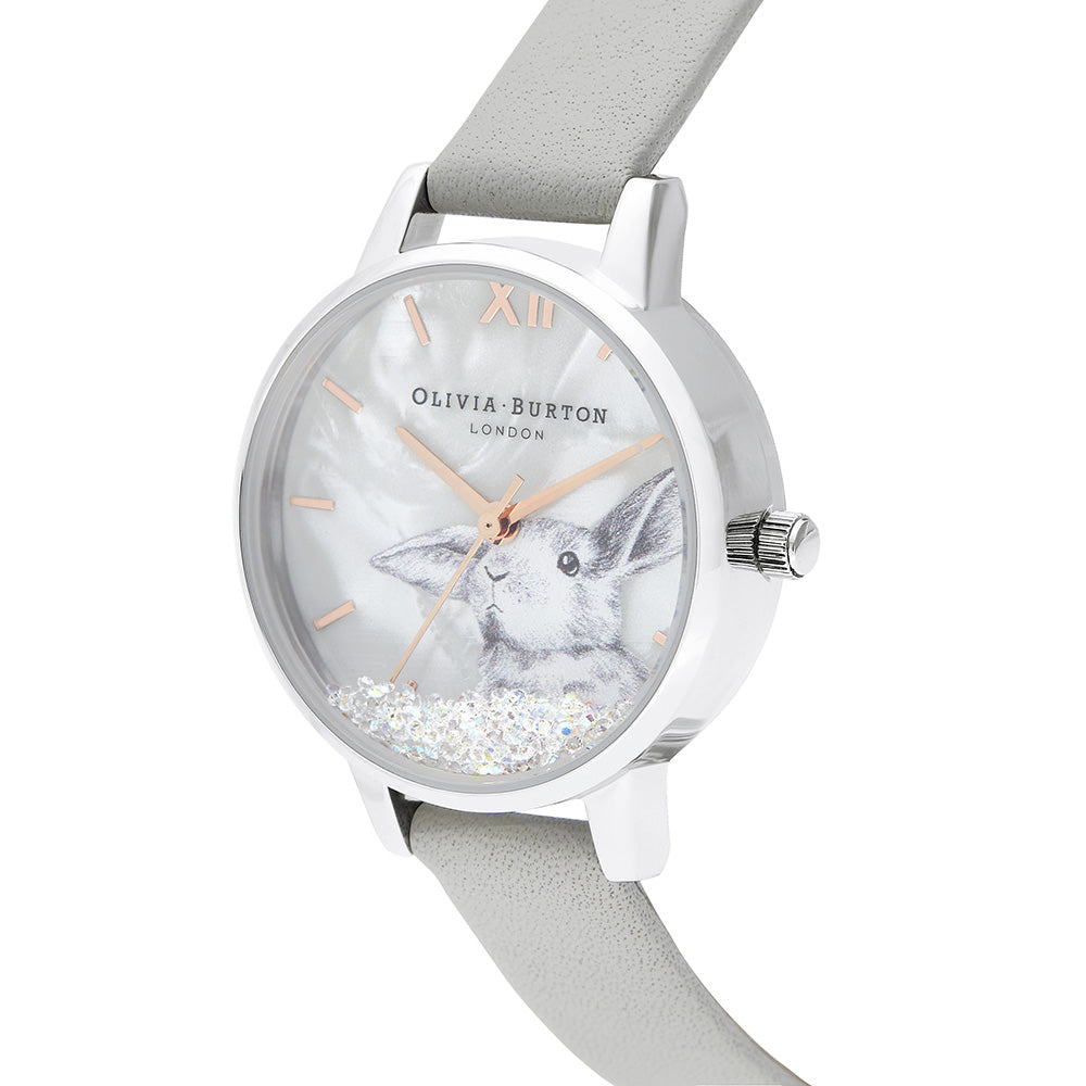 Olivia Burton Snow Globe Grey Leather Women's Watch - OB16WL86