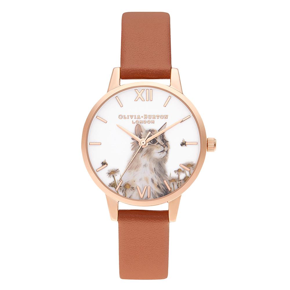 Olivia Burton Illustrated Animals Honey Tan Leather Ladies Watch - OB16WL87