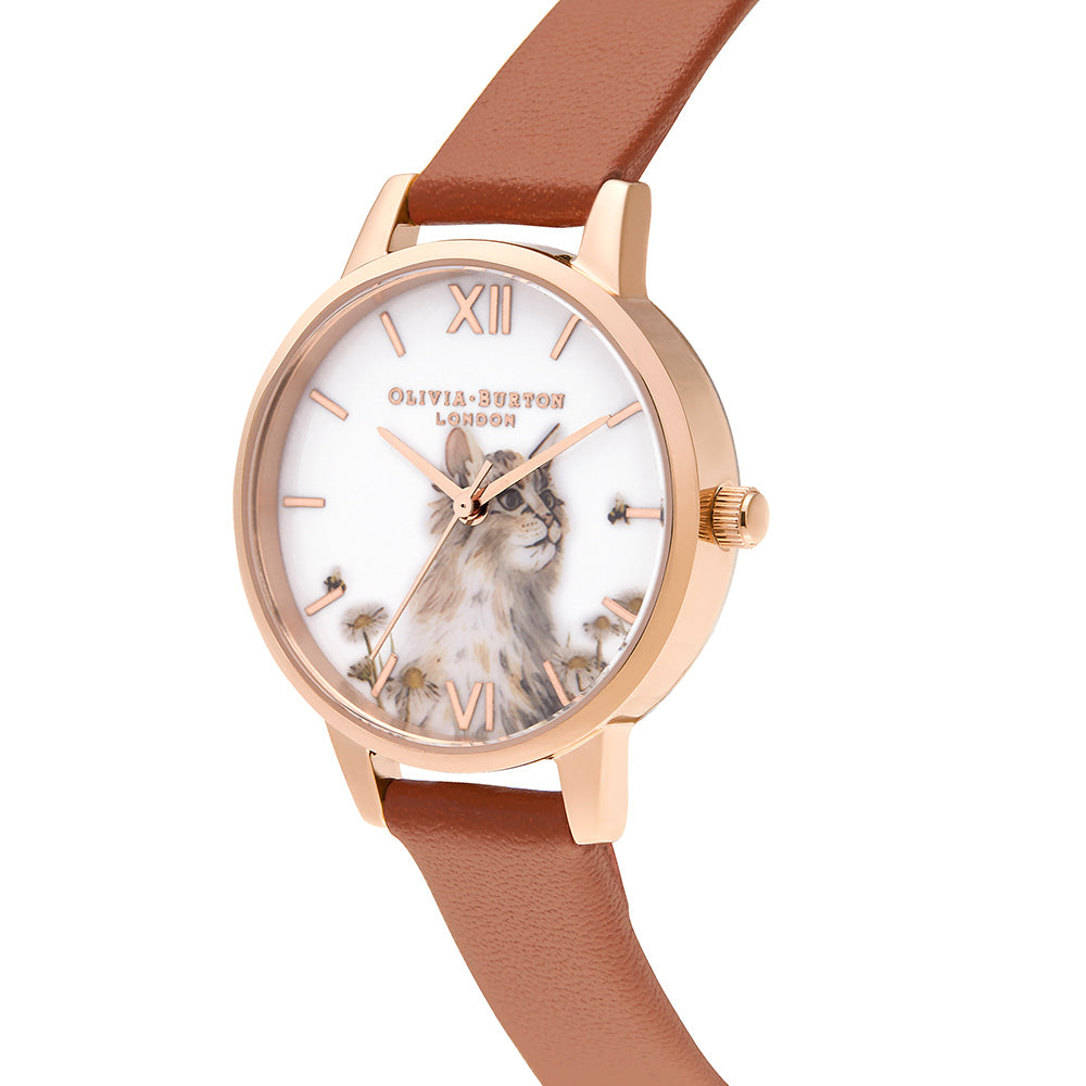 Olivia Burton Illustrated Animals Honey Tan Leather Ladies Watch - OB16WL87