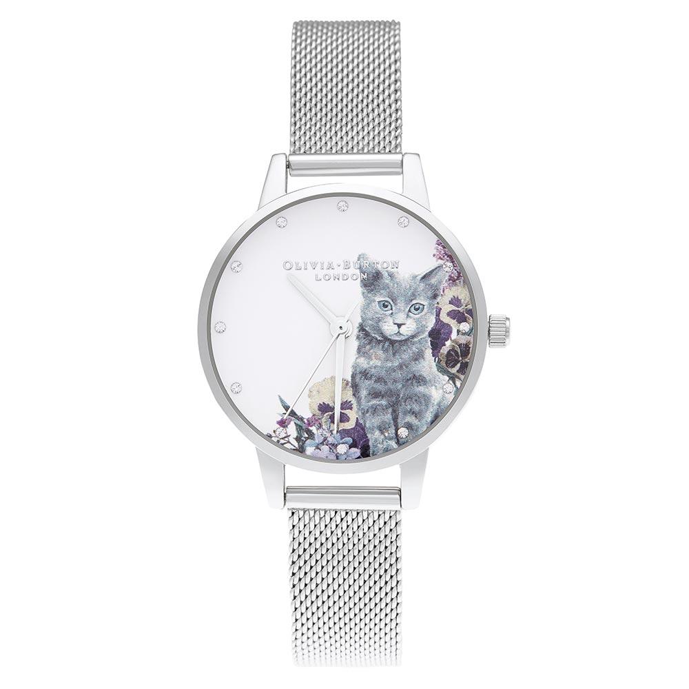 Olivia Burton Illustrated Animals Silver Mesh Women's Watch - OB16WL91