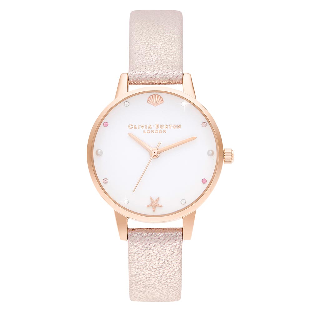 Olivia Burton Under The Sea Pearl Pink Leather Gift Set Women's Watch - OBGSET141