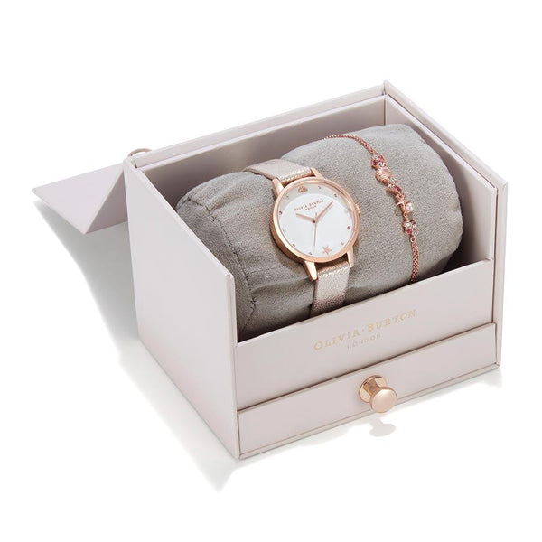 OLIVIA BURTON 新品未使用品 Sports Luxe 34mm Bejewelled Forest Green & Two Tone Bracelet