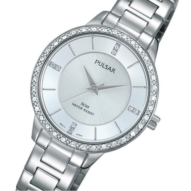 Pulsar Crystal Encrusted Stainless Steel Ladies Watch -  PH8213X