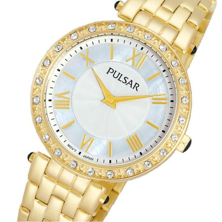 Pulsar Crystal Encrusted Gold Stainless Steel Ladies Watch -  PM2106X