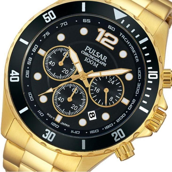 Pulsar Sports Chronograph Gold Stainless Steel Men's Watch -  PT3720X