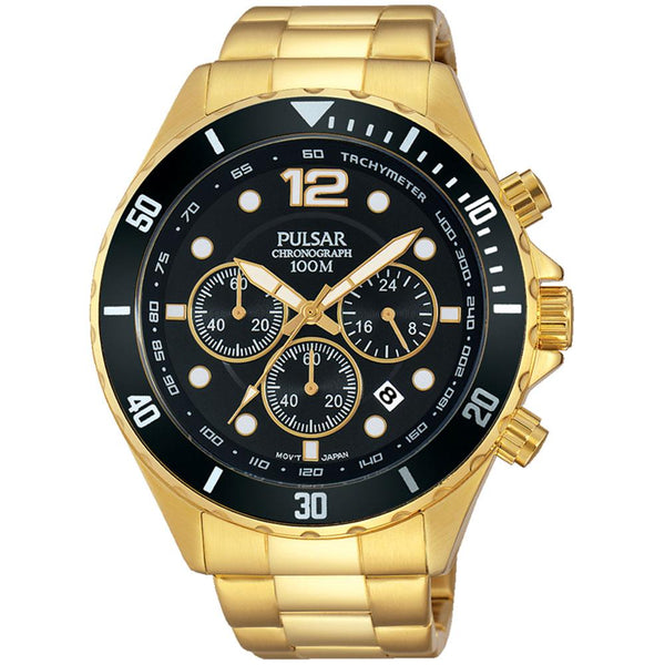 Pulsar chronograph 2025 100m gold