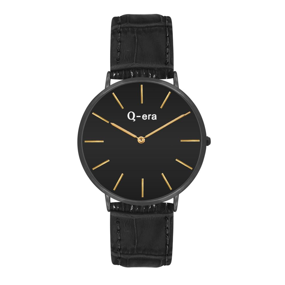 Q-era Black Leather Women's Watch - QV2804-2