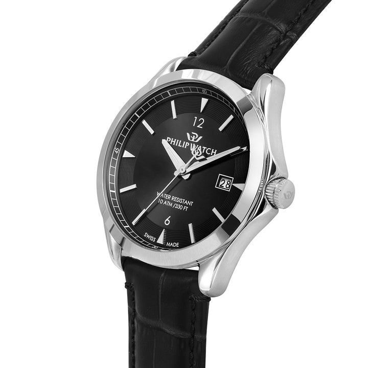 Philip Watch Blaze Black Leather Multi-function Men's Watch - R8251165005