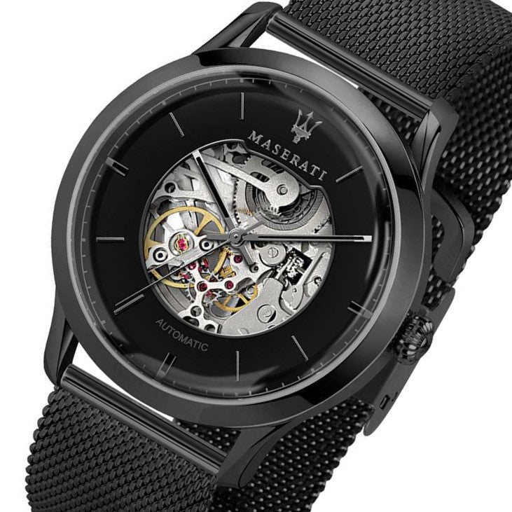 Maserati Ricordo 42mm Automatic Skeleton Black Mesh Men's Watch - R8823133002
