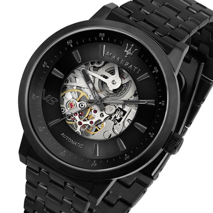 Maserati Granturismo 44mm Automatic Skeleton Black Steel Men's Watch - R8823134002