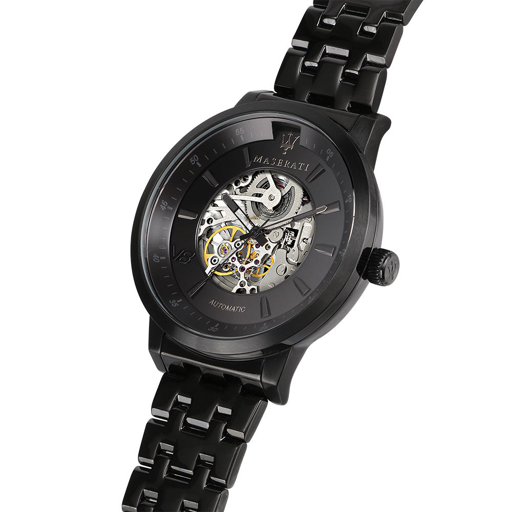 Maserati Granturismo 44mm Automatic Skeleton Black Steel Men's Watch - R8823134002