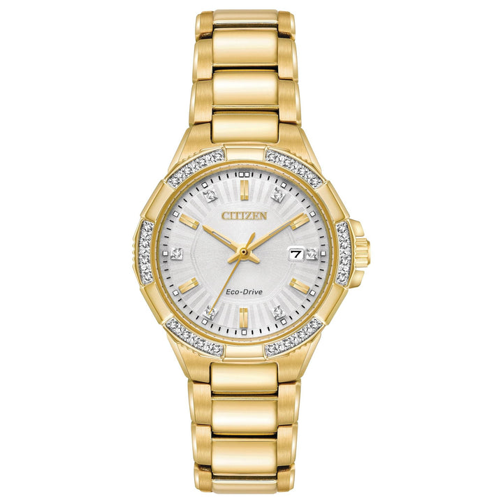 Citizen Ladies Diamond Eco-Drive Gold Stainless Steel Watch - EW2462-51A