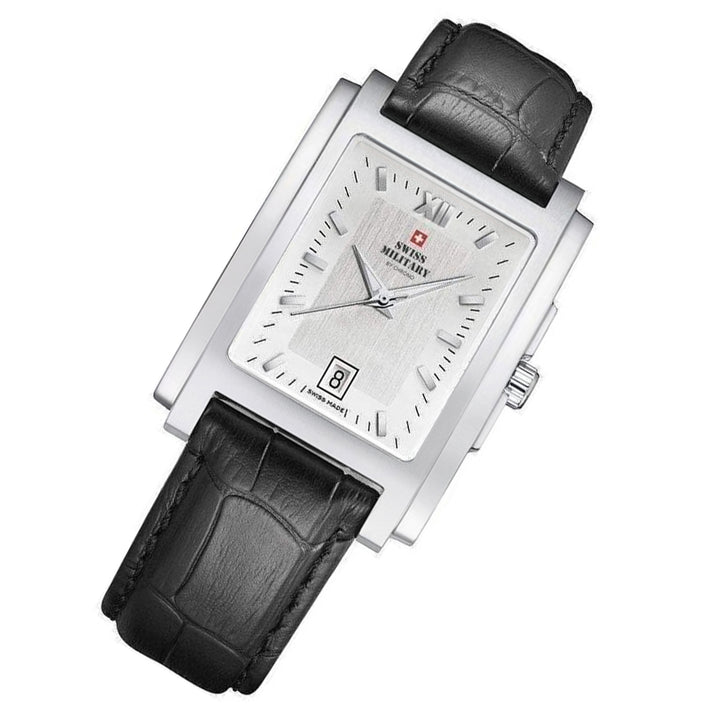 Swiss Military Black Leather White Dial Men's Watch - SM30053.06