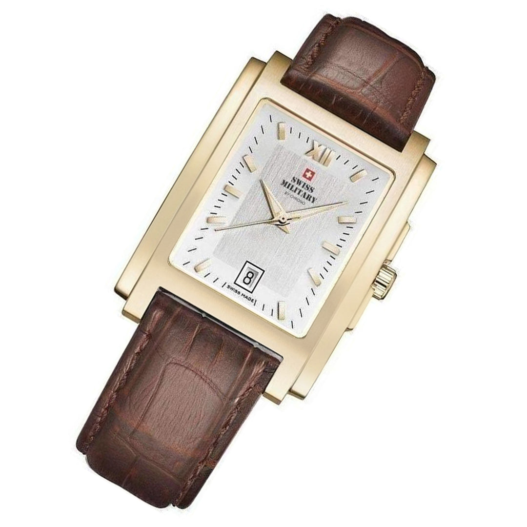 Swiss Military Brown Leather White Dial Men's Watch - SM30053.08