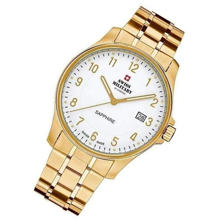 Swiss Military Gold Steel White Dial Men's Watch - SM30137.05