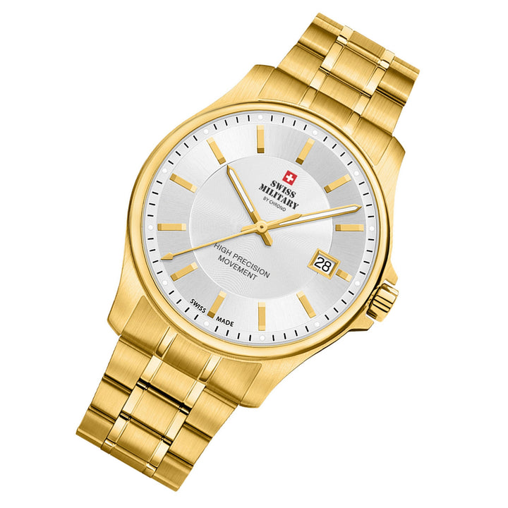 Swiss Military Gold Stainless Steel White Dial Men's Watch  - SM30200.09