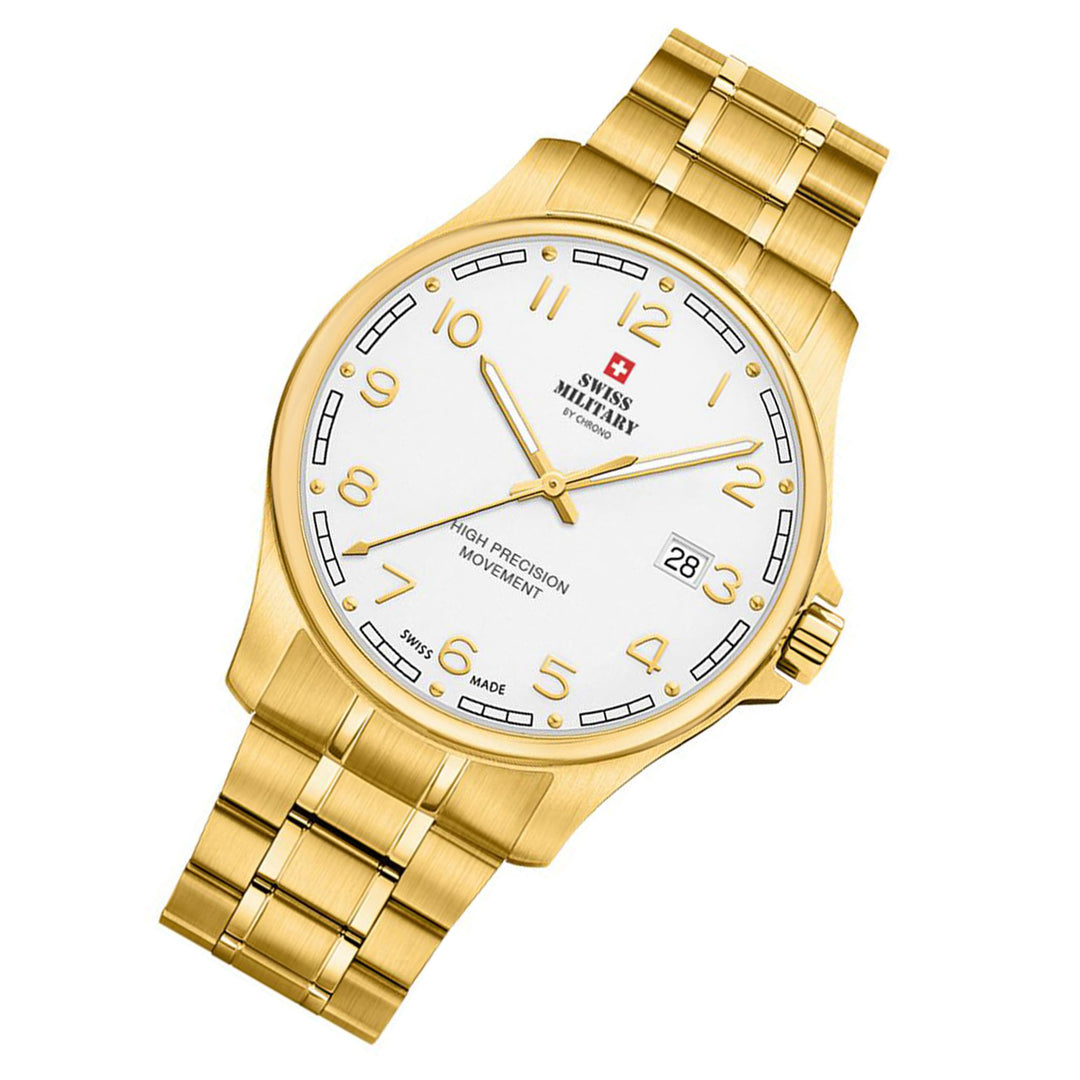 Swiss Military Gold Steel White Dial Men's Watch - SM30200.23
