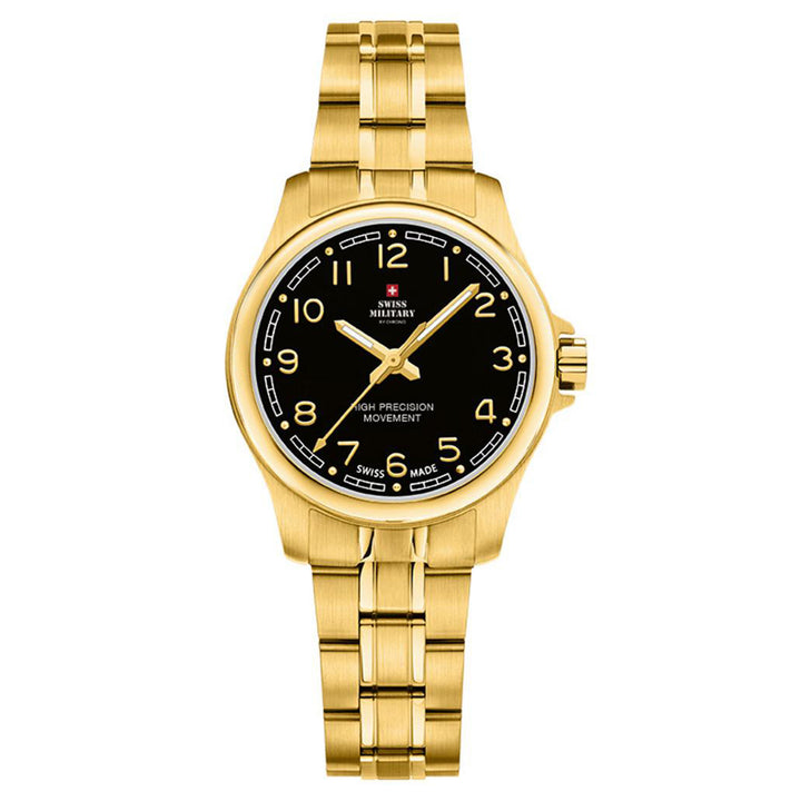 Swiss Military Gold Stainless Steel Black Dial Women's Watch - SM30201.22