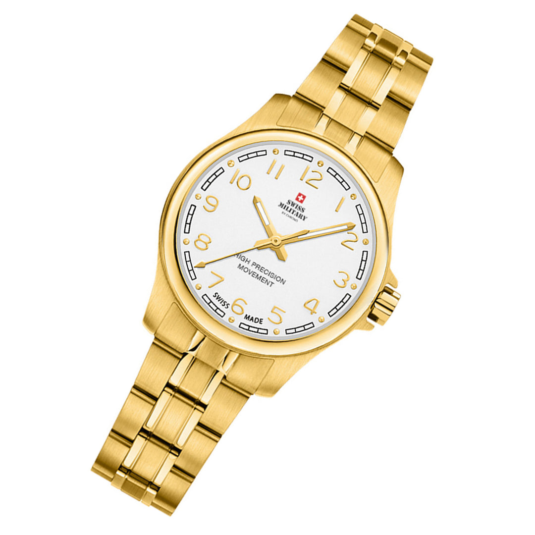 Swiss Military Gold Steel White Dial Women's Watch - SM30201.23